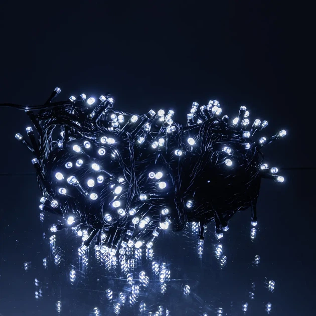 Гирлянда Нить уличная 30 м 300 LED Белая черный провод гирлянда на улицу 8 режимов работы гирлянда нитка - изображение 2