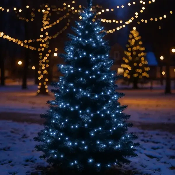 Гирлянда Нить уличная 30 м 300 LED Белая черный провод гирлянда на улицу 8 режимов работы гирлянда нитка - изображение 4