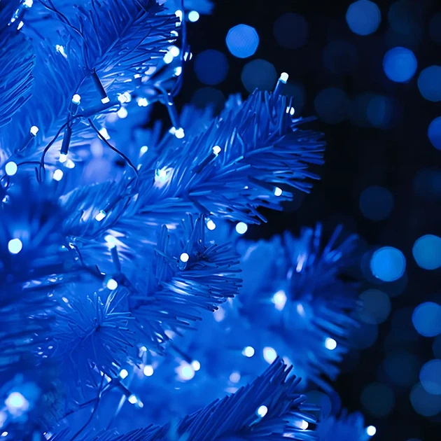 Уличная гирлянда нитка 100 м 1000 LED Синяя белый провод гирлянда на улицу 8 режимов работы новогодняя гирлянда - изображение 4