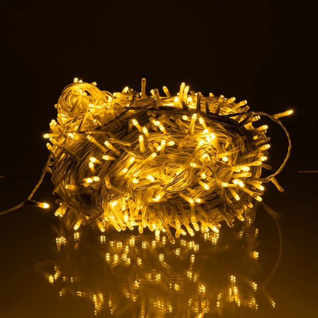 Уличная гирлянда нитка 100 м 1000 LED Желтая белый провод гирлянда на улицу 8 режимов работы новогодняя гирлянда - изображение 3