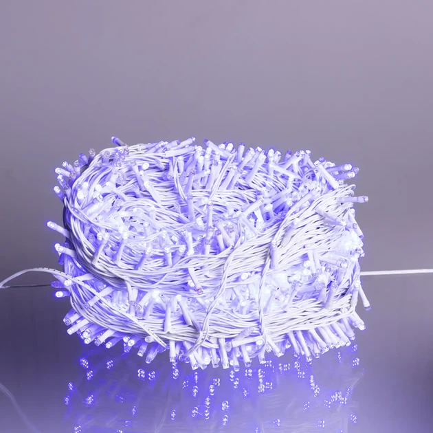 Уличная гирлянда нитка 100 м 1000 LED Синяя белый провод гирлянда на улицу 8 режимов работы новогодняя гирлянда - изображение 6
