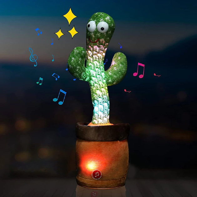 Танцюючий кактус співаючий з підсвічуванням, 58 пісень, 31 см Dancing Cactus - зображення 2