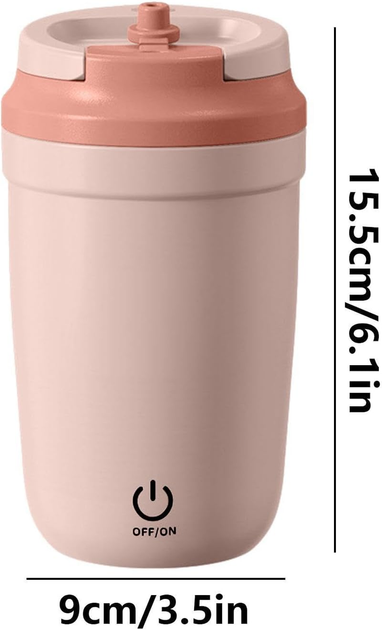 Электрическая чашка для кофе с автоматическим перемешиванием 350 мл, аккумулятор 400 мА·ч, нержавеющая сталь, розовая - изображение 7