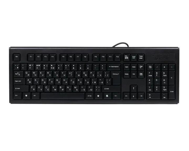 Клавіатура A4Tech KR-83 PS/2 (Black), чорна, 104клав, Великий Enter Comfort Rounded Edge keyboard X-slim - Фото 1 Клавіатура A4Tech KR-83 PS/2 (Black), чорна, 104клав, Великий Enter Comfort Rounded Edge keyboard X-slim - зображення 1