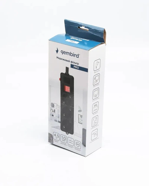 Сетевой фильтр Gembird SPG3-G-15B-PRO, 3 розетки, 4,5м, черный - изображение 4