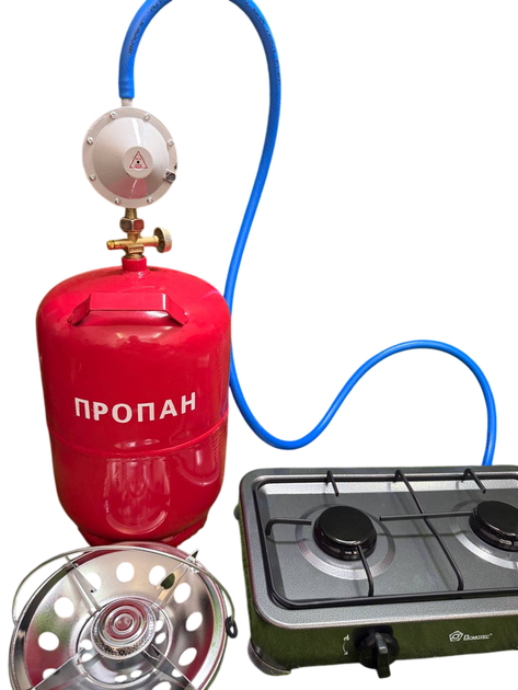 Газова плита двухкомфорна + Балон газовий 12л + редуктор зі шлангом + пальник на балон у подарунок (56856) - изображение 2