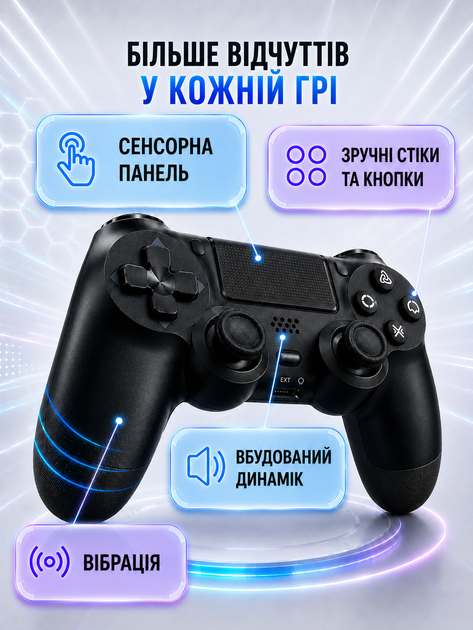 Джойстик бездротовий для телефона пк геймпад ігровий ps4 ps5 xbox блютуз для смартфона планшета ноутбука контроллер для iOS Android універсальний з USB кабель BS-350 OnePro 74043 - зображення 4