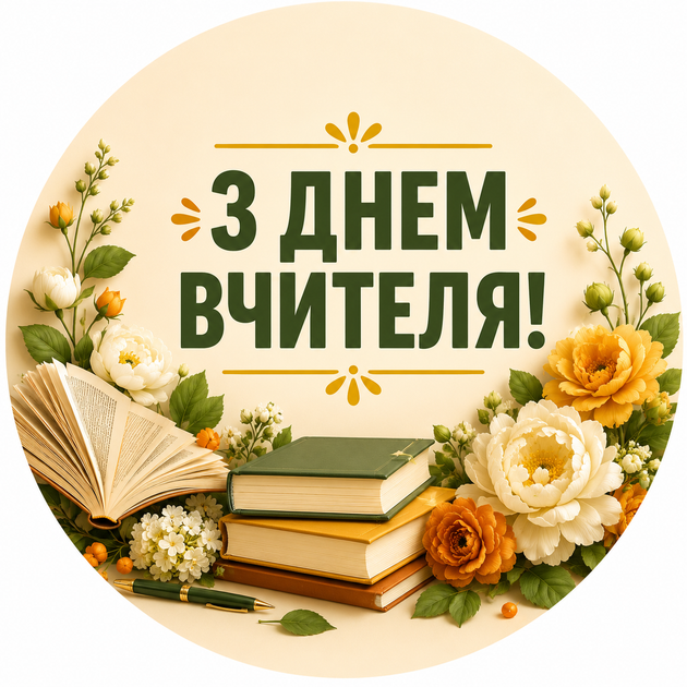 Міні банер артборд 50 см З днем вчителя Бежевий та зелений - Фото 1 Міні банер артборд 50 см З днем вчителя Бежевий та зелений - изображение 1