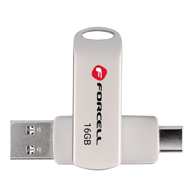 Flash-диск Forcell F-Data Metal Duo 16GB USB 3.2 Gen 1 Silver (5903396391750) - Фото 4 Flash-диск Forcell F-Data Metal Duo 16GB USB 3.2 Gen 1 Silver (5903396391750) - зображення 4