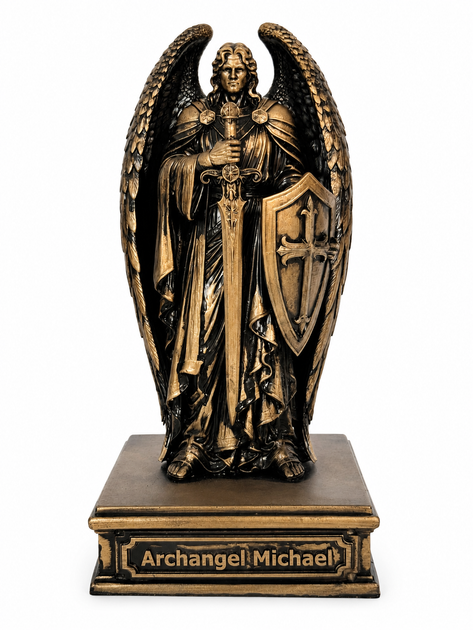 Статуэтка Архангел Михаил 24 см DIKOCE архангел защитник библейский воин христианская символика религиозная скульптура полистоун бронза - изображение 2