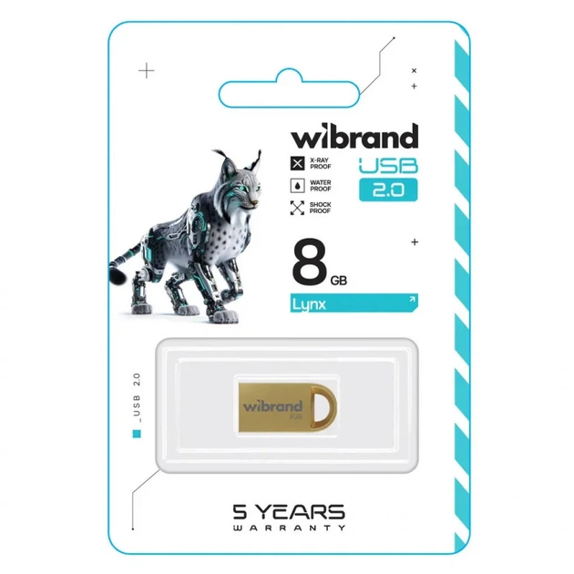 USB флеш накопитель Wibrand 8GB lynx Gold USB 2.0 (WI2.0/LY8M2G) - Фото 2 USB флеш накопитель Wibrand 8GB lynx Gold USB 2.0 (WI2.0/LY8M2G) - зображення 2
