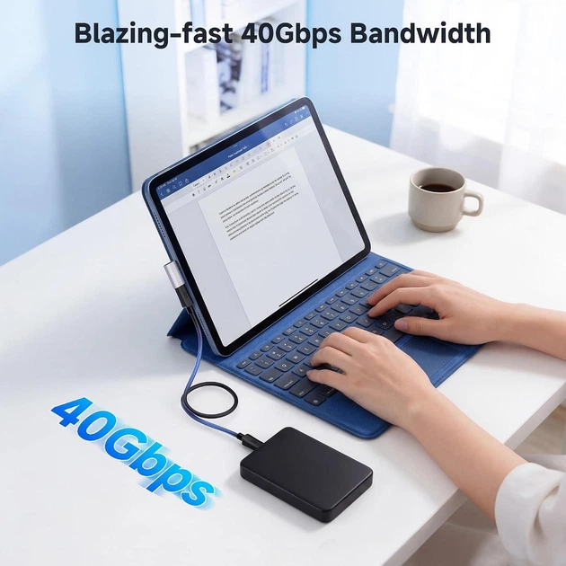 Адаптер Cable Matters Type-C Flat Right Angle, 40Gbps, 4K@240Hz, 240Вт, silver - Фото 3 Адаптер Cable Matters Type-C Flat Right Angle, 40Gbps, 4K@240Hz, 240Вт, silver - изображение 3