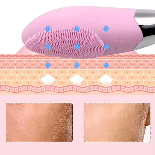 Силиконовая щетка-массажер BUCOS Sonic Facial Brush S1 электрическая, Розовая - Фото 9 Силиконовая щетка-массажер BUCOS Sonic Facial Brush S1 электрическая, Розовая - изображение 9