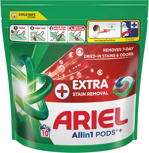 Капсулы для стирки Ariel All-in-1 Pods+ Extra Stain Removal 10 шт (8006530203395) - изображение 2