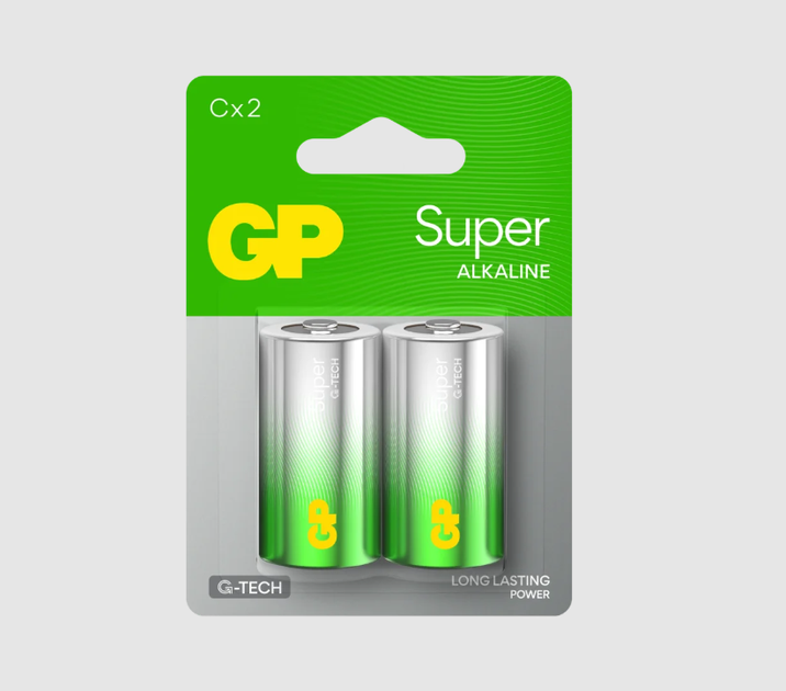 Батарейка мини бочка GP Super Alkaline LR14 14A 1.5V 2 шт. блистрее - Фото 1 Батарейка мини бочка GP Super Alkaline LR14 14A 1.5V 2 шт. блистрее - изображение 1