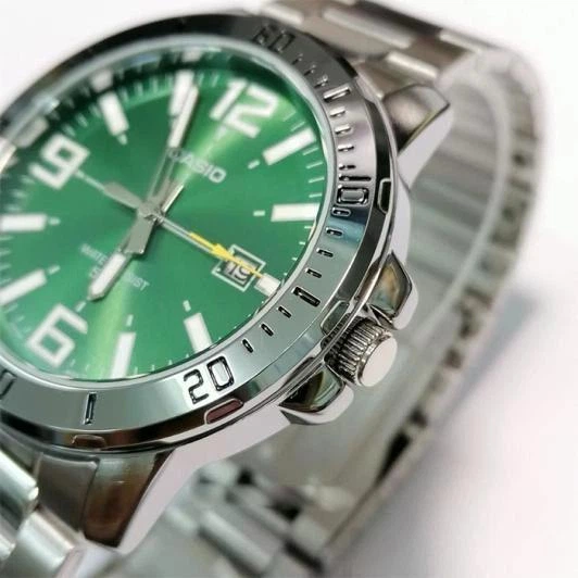 Мужские часы Casio MTP-VD01D-3B зеленые 50 м - изображение 5