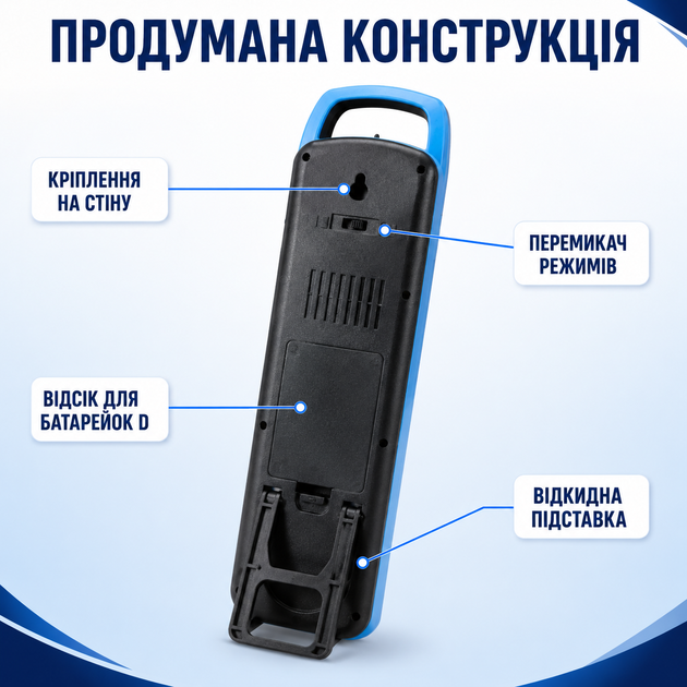 Аварийный светильник Power Master, 62 LED 2400 мАч с питанием от аккумулятора и батареек D - изображение 3