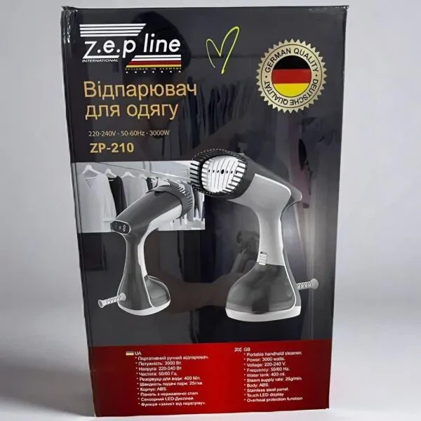 Вертикальний ручний відпарювач для одягу Zepline ZP-210 2000 Вт Сенсорне керування Сірий - зображення 2