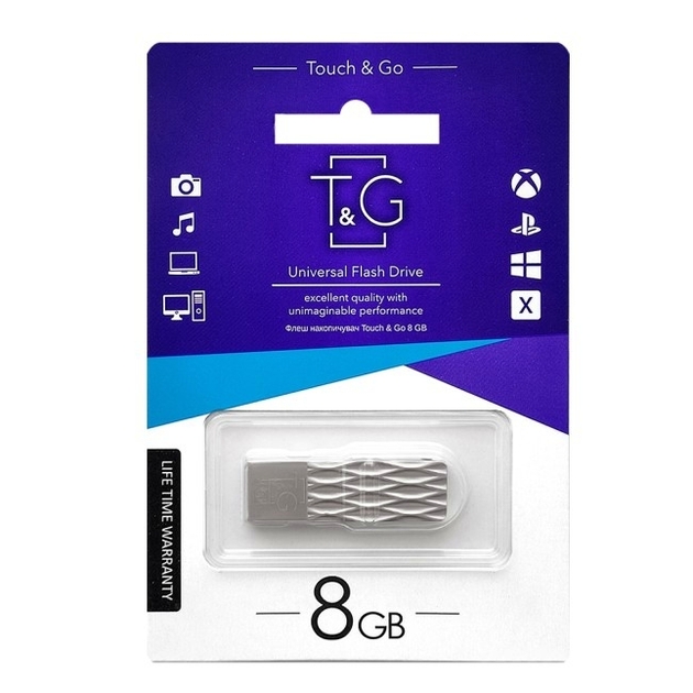 USB-флешнакопичувач T&G 8GB металевий корпус компактний для зберігання даних сталевий - зображення 2
