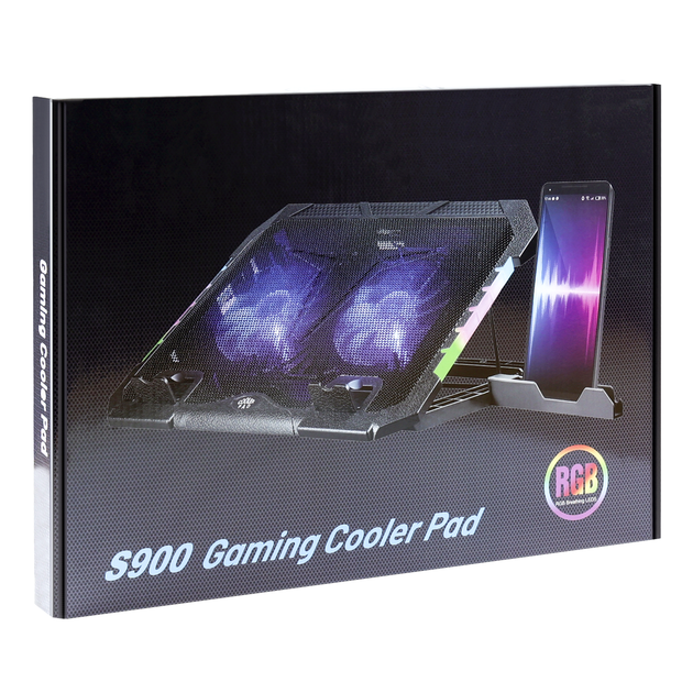 Подставка для ноутбука Givecool S900 с RGB подсветкой и двумя вентиляторами черная для комфортной работы и игр Black. - изображение 2