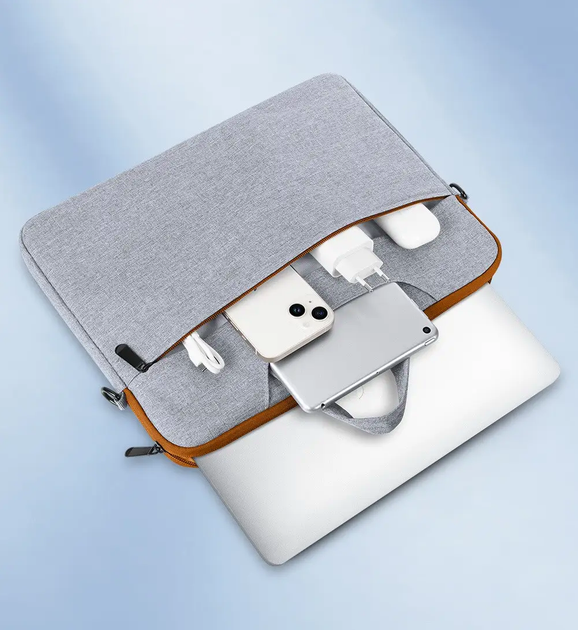 Сумка Dux Ducis LBJC Shoulder Bag для ноутбука 15.5-16 дюймов водоотталкивающая с защитой от повреждений Light Grey MC-10410 - изображение 3