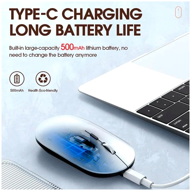 Беспроводная мышь TWolf X2 Rechargeable 2.4G Bluetooth эргономичная с аккумулятором серый - изображение 4
