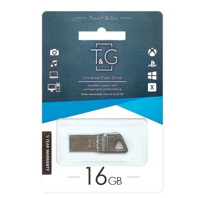 USB-флешка T&G 16GB металевий корпус ударостійкий для зберігання даних чорний - зображення 2