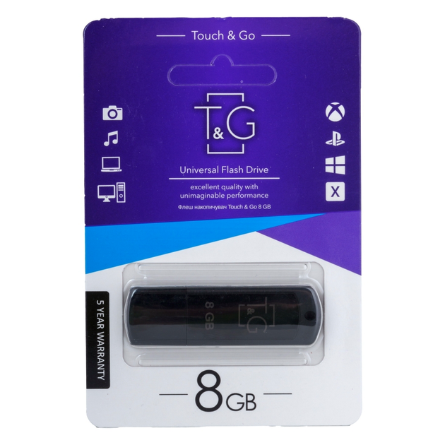USB-флешка T&G 8GB Classic 011 чорна ударостійка з матовою поверхнею для зберігання даних Black - зображення 5