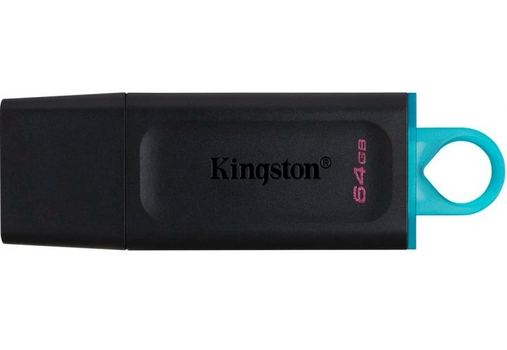 USB флешка Kingston DT Exodia 64GB USB 3.2 Gen 1 черный бирюзовый компактная с защитой разъема - изображение 3
