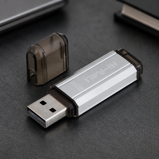 USB-флешка Hi-Rali Stark 16 GB пластиковий компактний захист роз'єму для зберігання даних сталевий - зображення 4