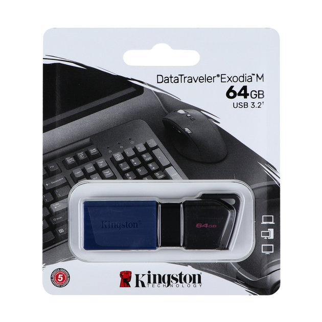USB флешка Kingston DT Exodia M 64GB 3.2 Gen 1 компактная ударостойкая черный синий - изображение 2