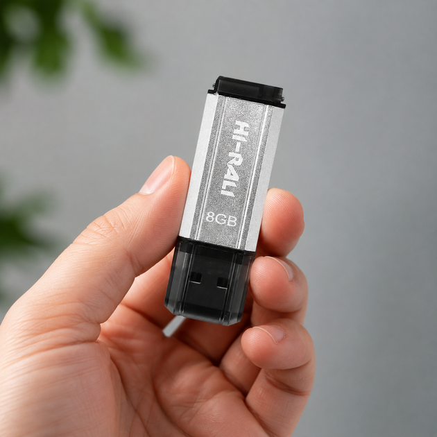 USB-флешка Hi-Rali Stark 8GB ударостійка із захисним ковпачком сталевий - зображення 3