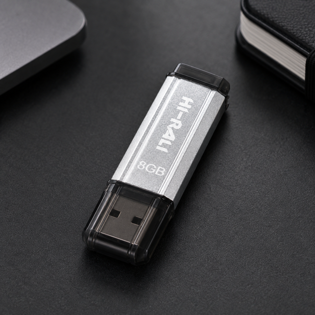 USB-флешка Hi-Rali Stark 8GB ударостійка із захисним ковпачком сталевий - зображення 5