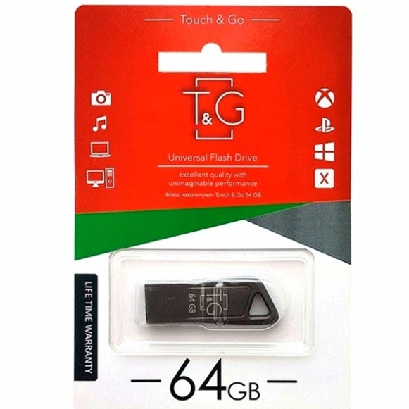 USB флешка 64GB металл USB 2.0 черный для хранения и переноса данных модель T&G 114 - изображение 2
