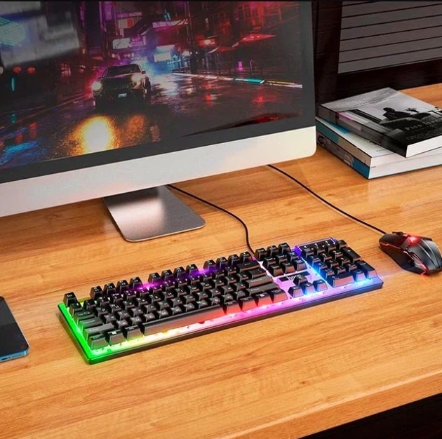 Игровая клавиатура и мышь Hoco GM18 черный USB 104 кнопки RGB подсветка мембранные клавиши - Фото 8 Игровая клавиатура и мышь Hoco GM18 черный USB 104 кнопки RGB подсветка мембранные клавиши - изображение 8