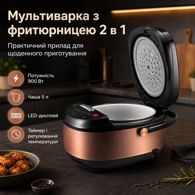 Мультиварка-рисоварка для дома и кухни XPRO RAF-0100 — многофункциональная скороварка объемом 5 л с 11 автоматическими программами - изображение 4