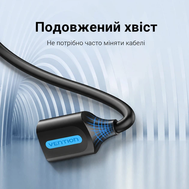 Кабель-подовжувач Vention 1 м USB 3.0 до 5 Гбіт/с USB-A штекер на USB-A гніздо чорний (CBHBF) - зображення 10