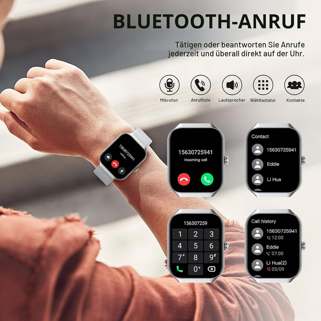 Смарт-годинник Jugeman P99 для чоловіків та жінок, Bluetooth 5.3, дзвінки, 113+ спортивних режимів, 1,96", IP68, сірий - зображення 3