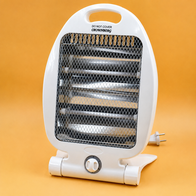 Инфракрасный кварцевый обогреватель Crownberg CB7745 Quartz Heater 800 Вт портативный бытовой электрообогреватель с 2 режимами нагрева 400/800 Вт, подставкой и ручкой для переноски - изображение 4