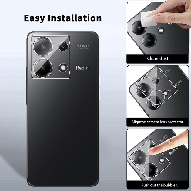 Набор защитных стекол для экрана и камеры смартфона Xiaomi Redmi Note 15 4G DENGOS Black (DG-TGSCP-14) - изображение 2