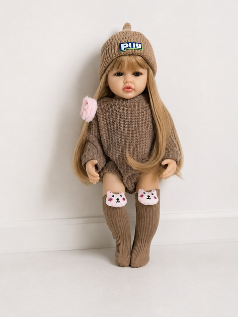 Реалістична Кукла Реборн 55 см повністю вінілова Doll Reborn Baby К0100305 - зображення 6