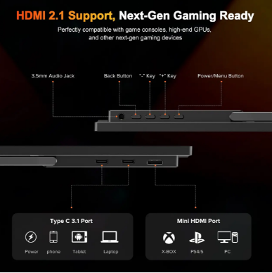 Портативный игровой монитор UPERFECT 16'' 2K 240Hz Второй дисплей ультратонкий Дополнительный монитор для работы - изображение 8