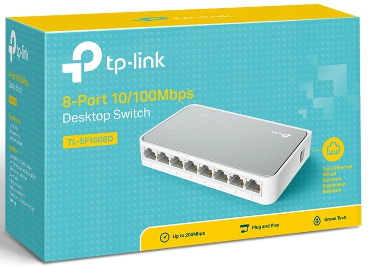 Маршрутизатор TP-Link TL-SF1008D Fast Ethernet 10/100 Мбит/с 8 портов Некерованный Бело-серый (TL-SF1008D) - изображение 5