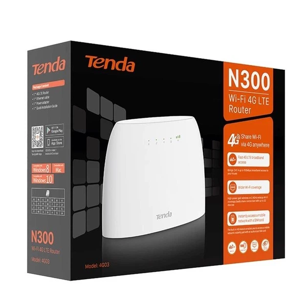 Маршрутизатор Tenda 4G03 4G LTE N300 1xLAN 1xWAN 2 антенны (4G03) - Фото 4 Маршрутизатор Tenda 4G03 4G LTE N300 1xLAN 1xWAN 2 антенны (4G03) - изображение 4