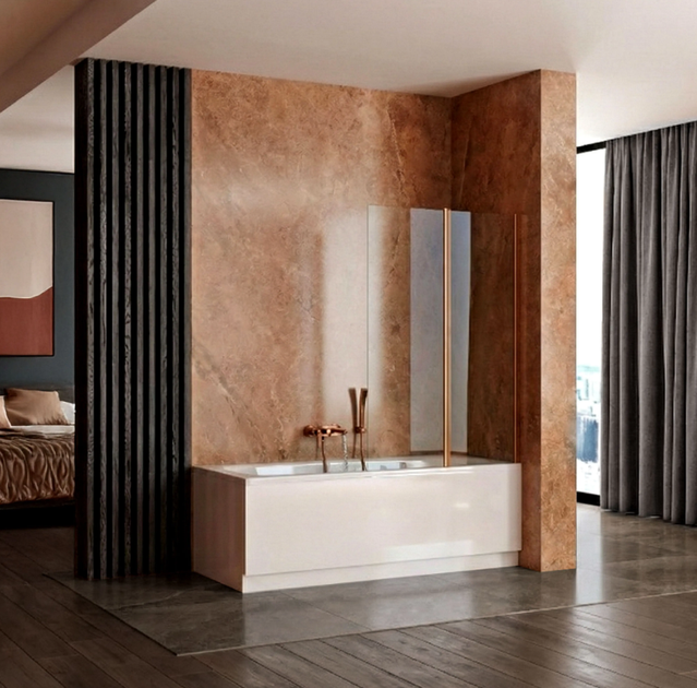 Шторка для ванны Rea Agat-2 складная 80x140 см brushed copper REA-W5696 - изображение 2