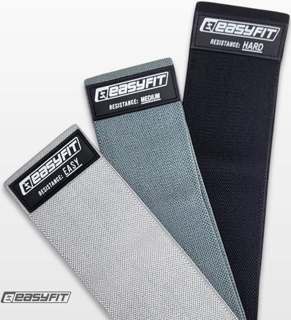Гумки EasyFit текстильні для фітнесу і спорту комплект з 3 шт EF1820TK (56002894) - зображення 3