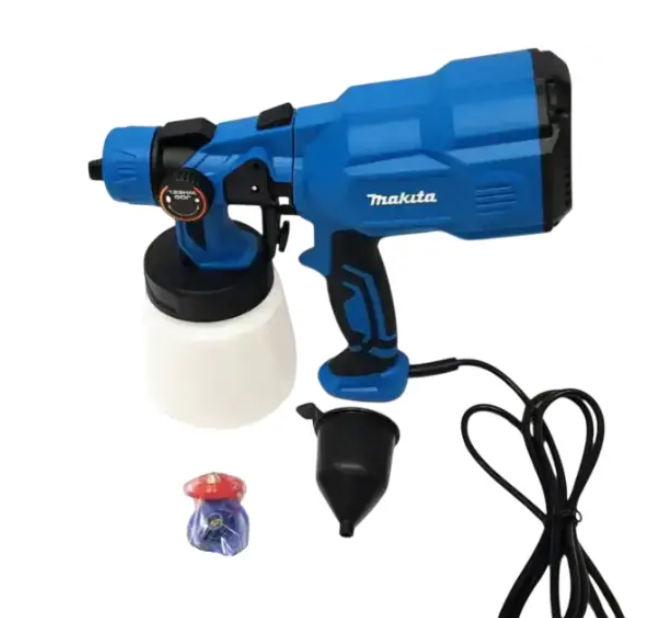 Краскопульт электрический Makita AH550L 650 Вт распылитель 550 мл/мин сетевой 220 В бак 800 мл пульверизатор с соплами 2 2,5 3 мм для покраски стен мебели дверей дерева металла заборов ремонта - изображение 6