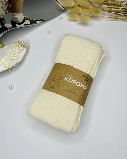 Дитячі колготки бавовняні в рубчик Корона на зріст 104-116см 3-5 років Кремовий - Фото 1 Дитячі колготки бавовняні в рубчик Корона на зріст 104-116см 3-5 років Кремовий - изображение 1