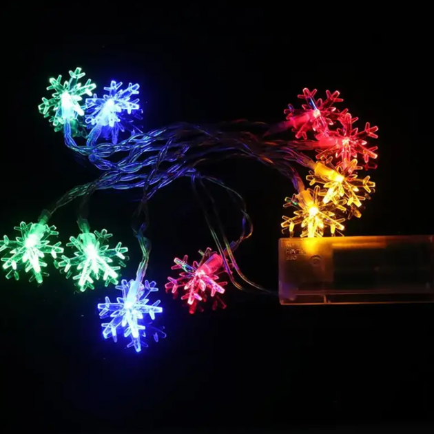 Гирлянда Снежинки 3 м LED на батарейках мультиколор для декора комнаты (593104) - изображение 6