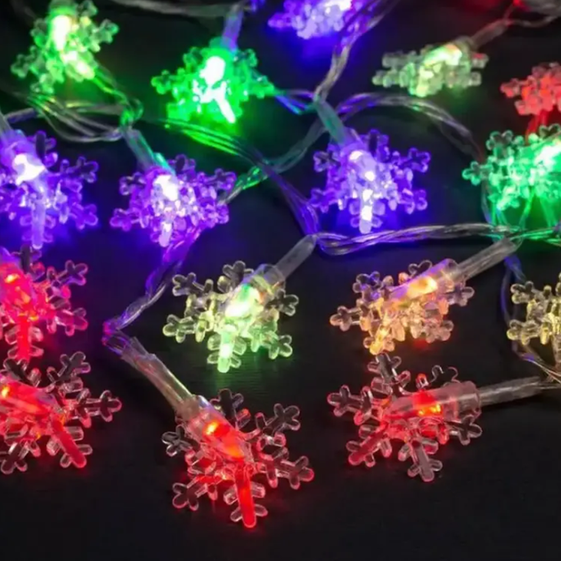 Гирлянда Снежинки 3 м LED на батарейках мультиколор для декора комнаты (593104) - изображение 5